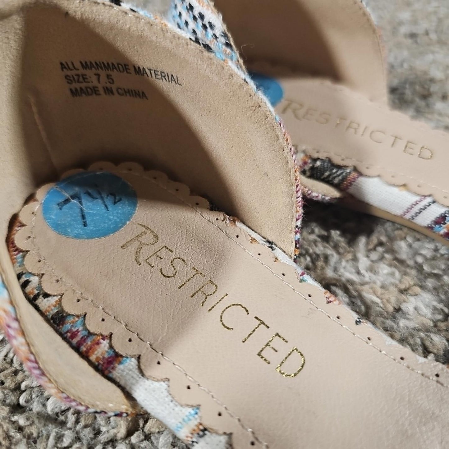 Restricted Womens Ballet Flats 7.5 Boho Casual Travel Shoes