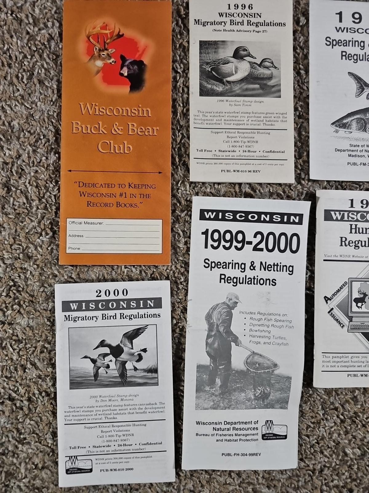 Vintage LOT 1990s WI DNR Regulations & Guide Pamphlets