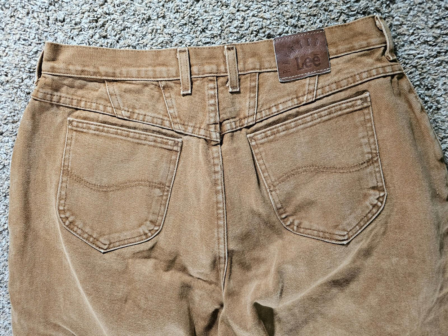 Lee Riveted Khaki Duck Canvas Denim Jeans Made In USA 18 REG