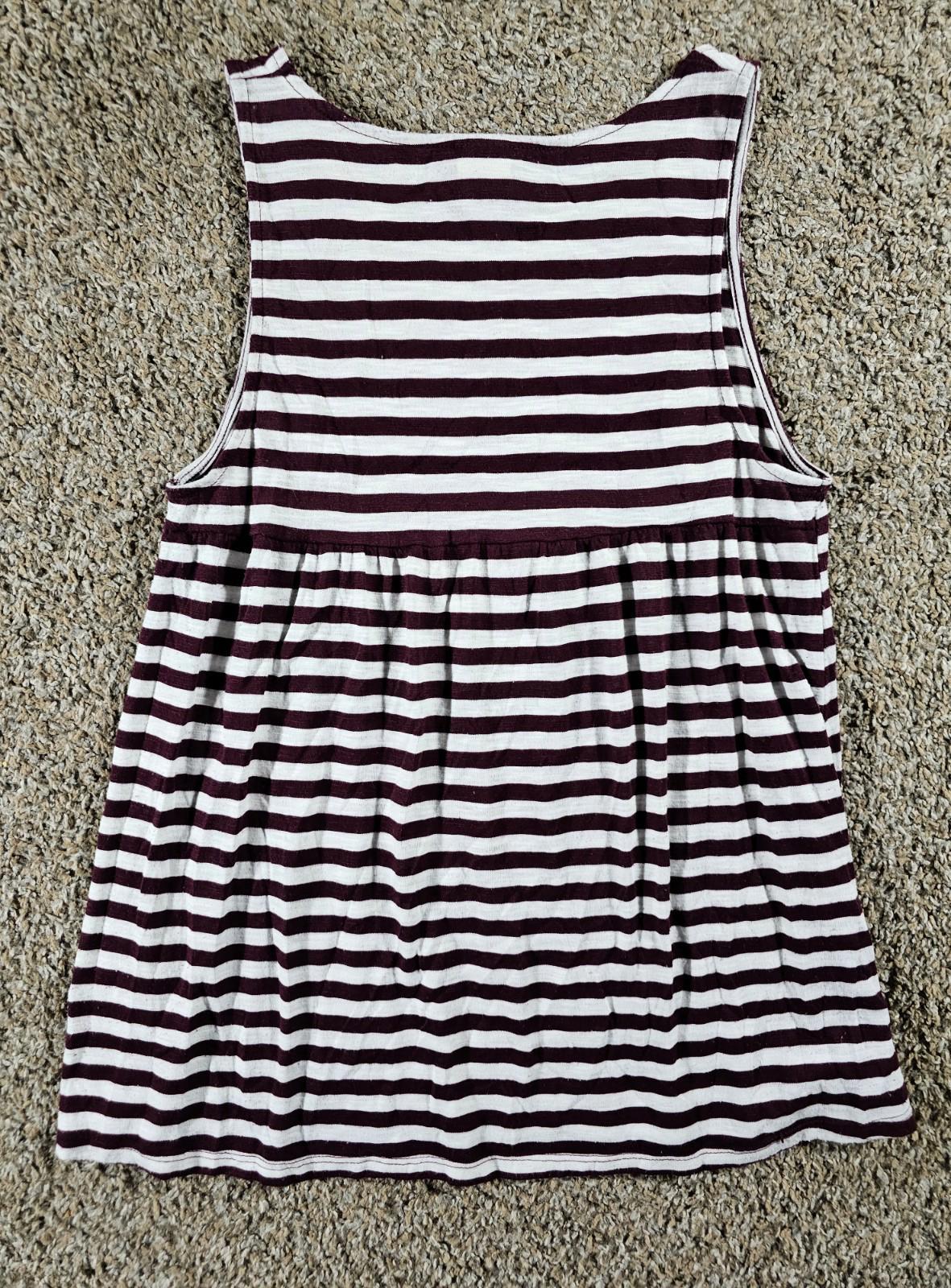 Faded Glory S4-6 Purple Eggplant White Striped Sleeveless