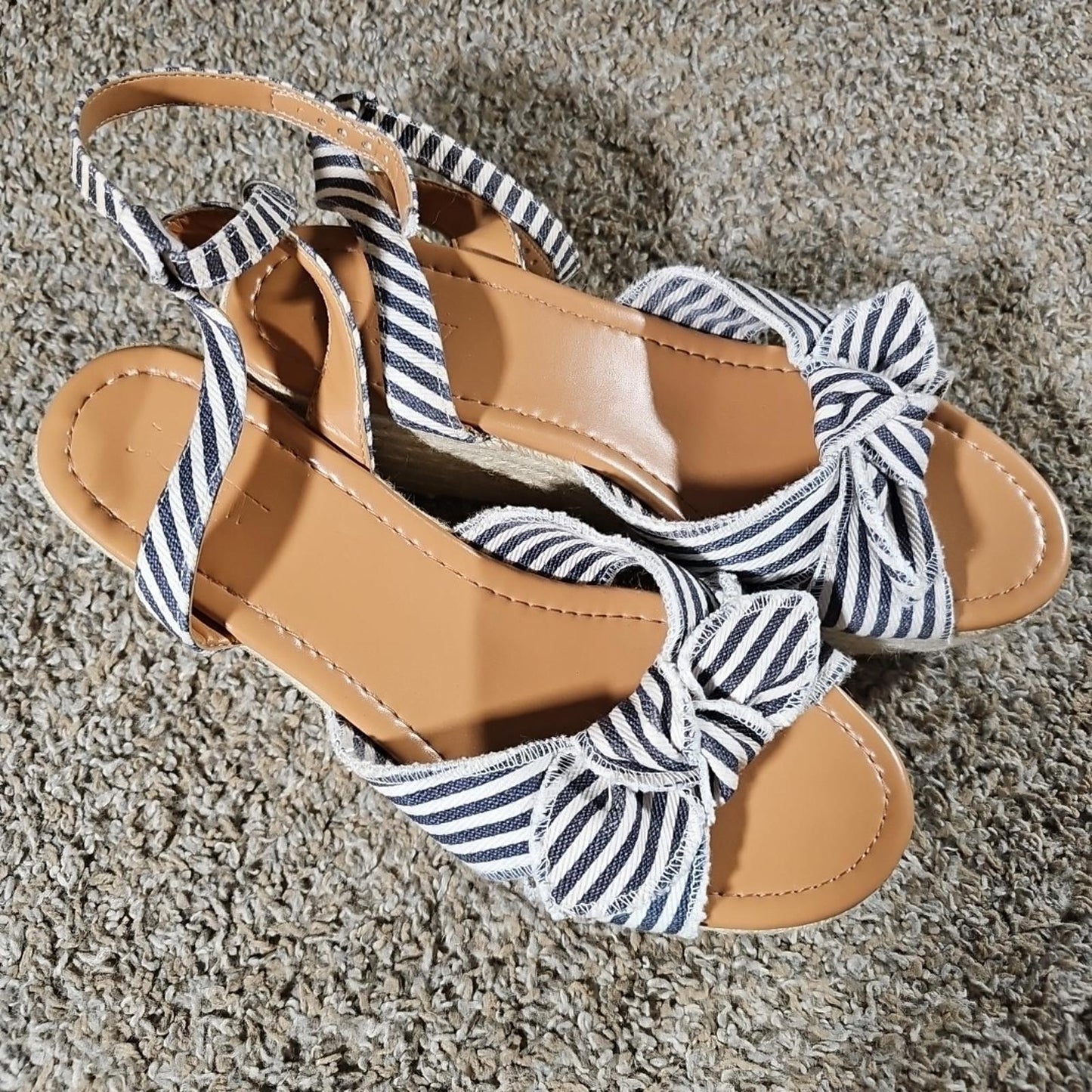 J. Crew Sz 9 Seersucker Dockside Sisal Platform Shoes