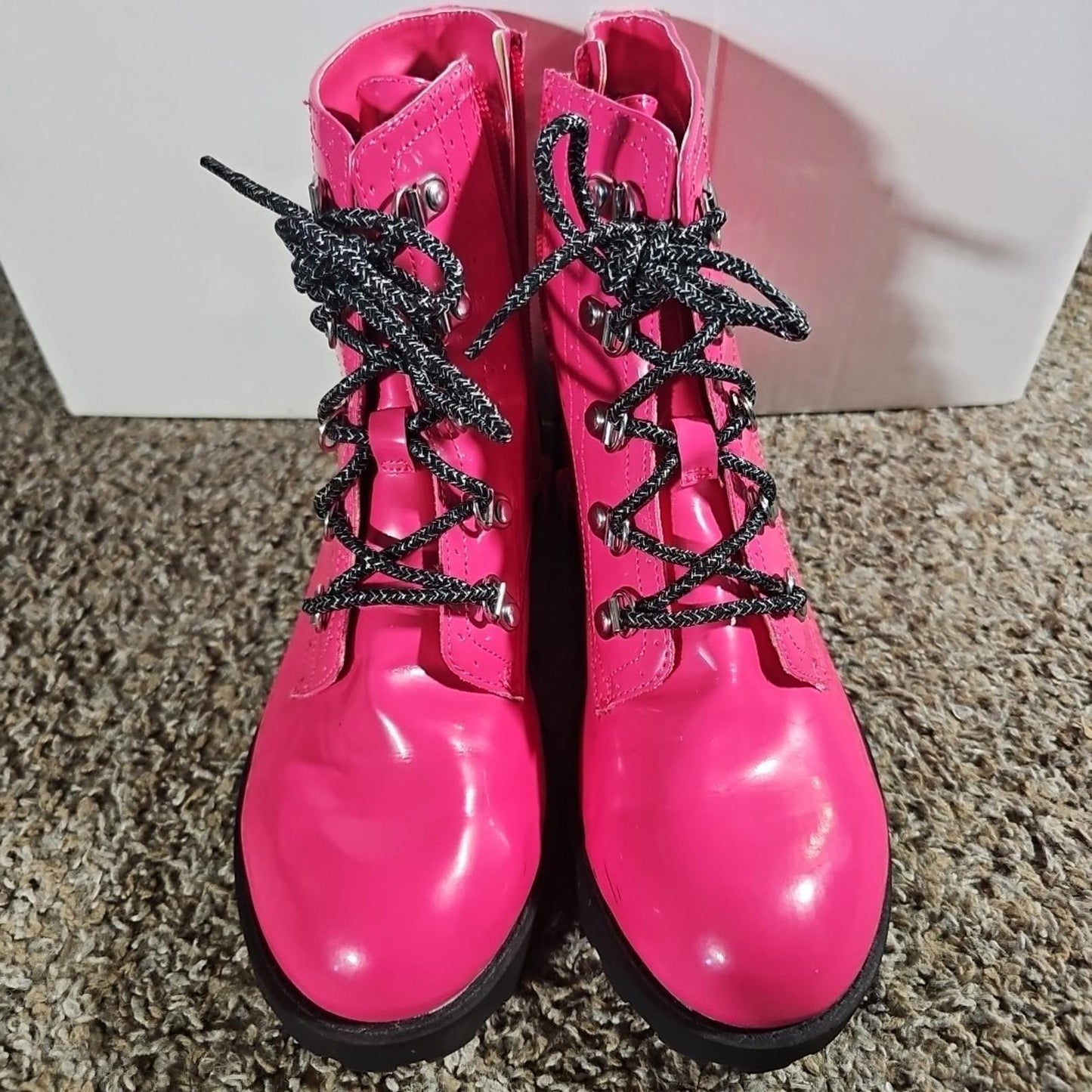 Wonder Nation Pink Zipper / Lace Up Combat Boot Style Sz 5