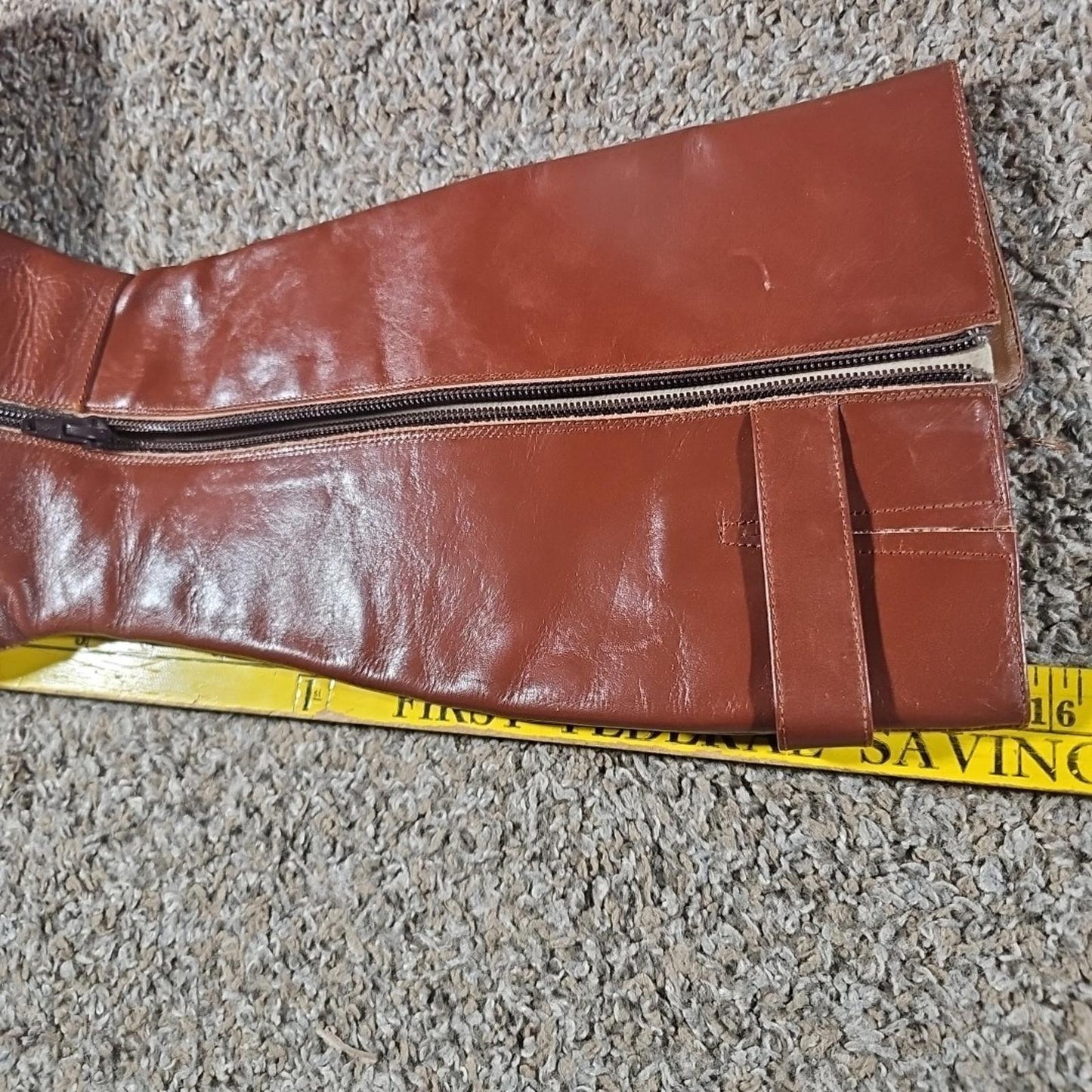 Brown Genuine Leather Side Zip Boots 6M