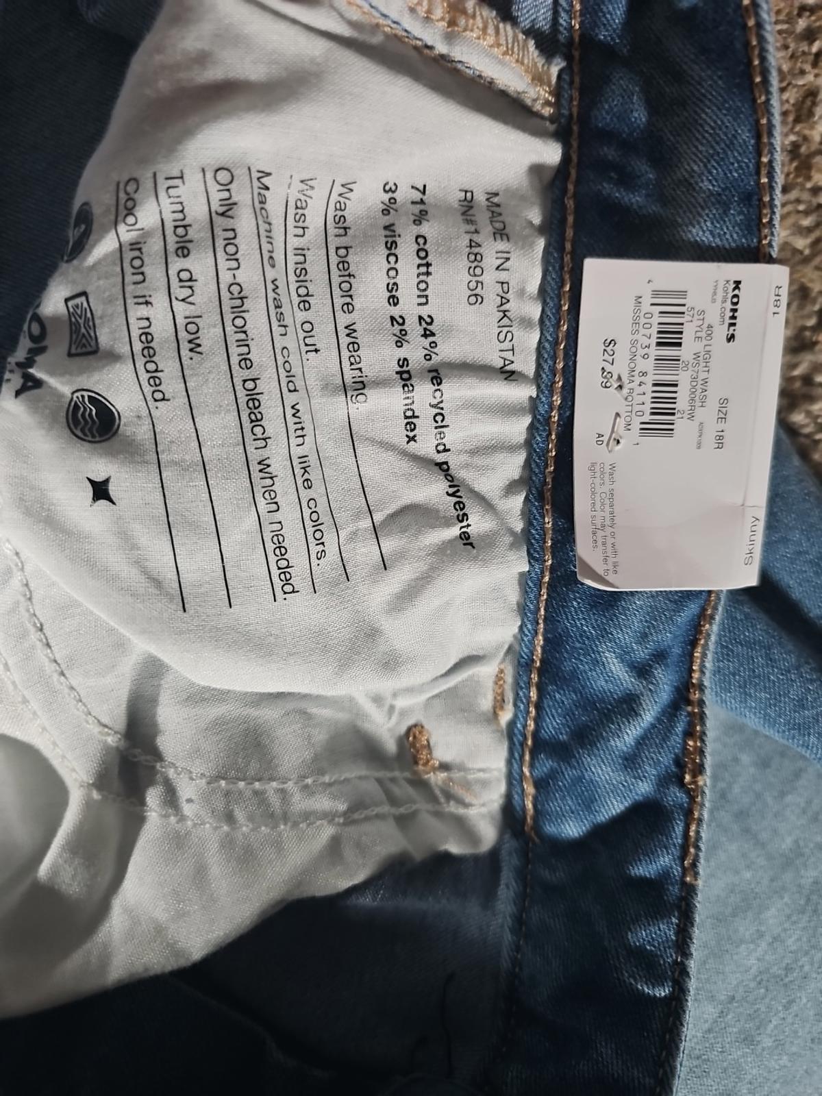 Sonoma Skinny 18R The Everyday Jean NWT