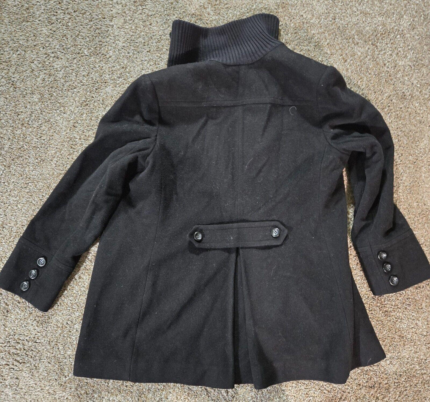 Fleet Street Wool Black Peacoat Turtle Neck & Buttons XL