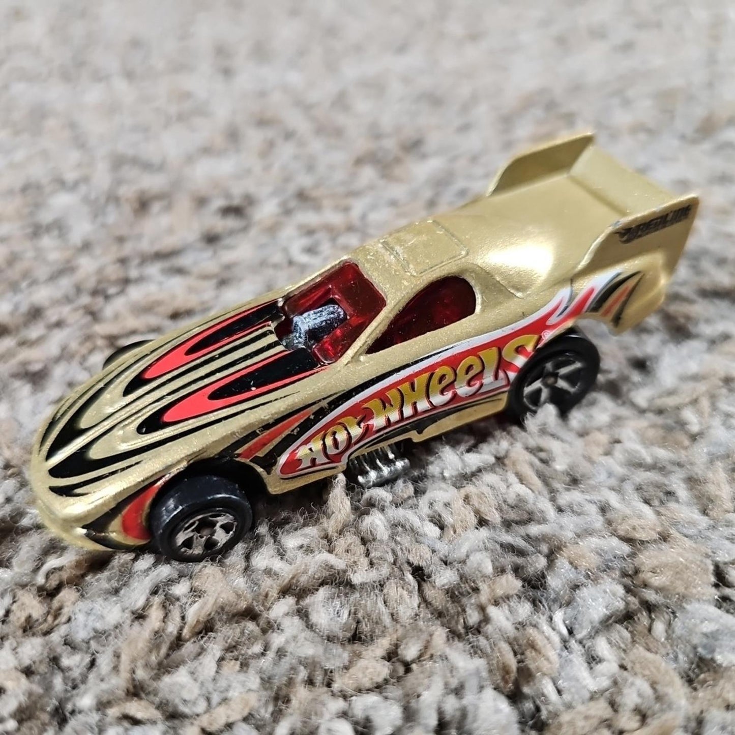 Gold Hot wheels Drag Racing Car Mattel 1977 Flip Up Hood
