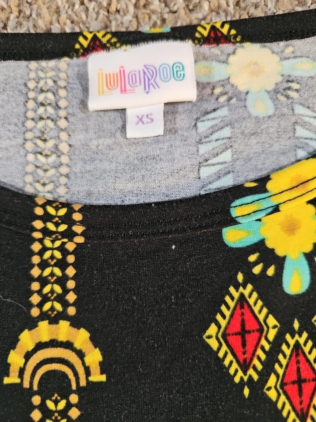 LuLaRoe XS Black Geometric Floral Dress