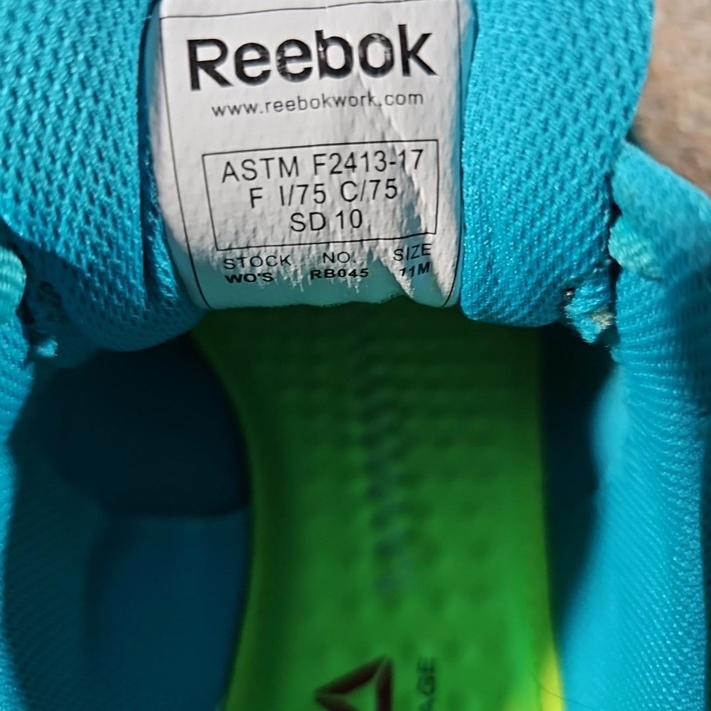 Reebok Women’s RB045 Alloy Toe Work Gray Teal Size 11M