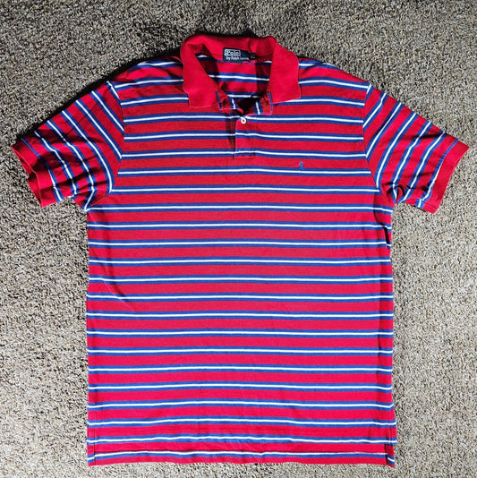 POLO Ralph Lauren Striped Polo Shirt XL Red Blue