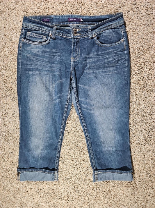 Vigoss Jeans Mid Rise Capri Cuffed Women's Juniors Size 11