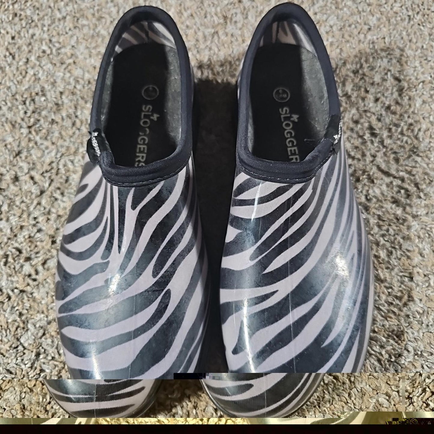 Sloggers Zebra Striped Made In USA Sz 9 Slip On Shoes