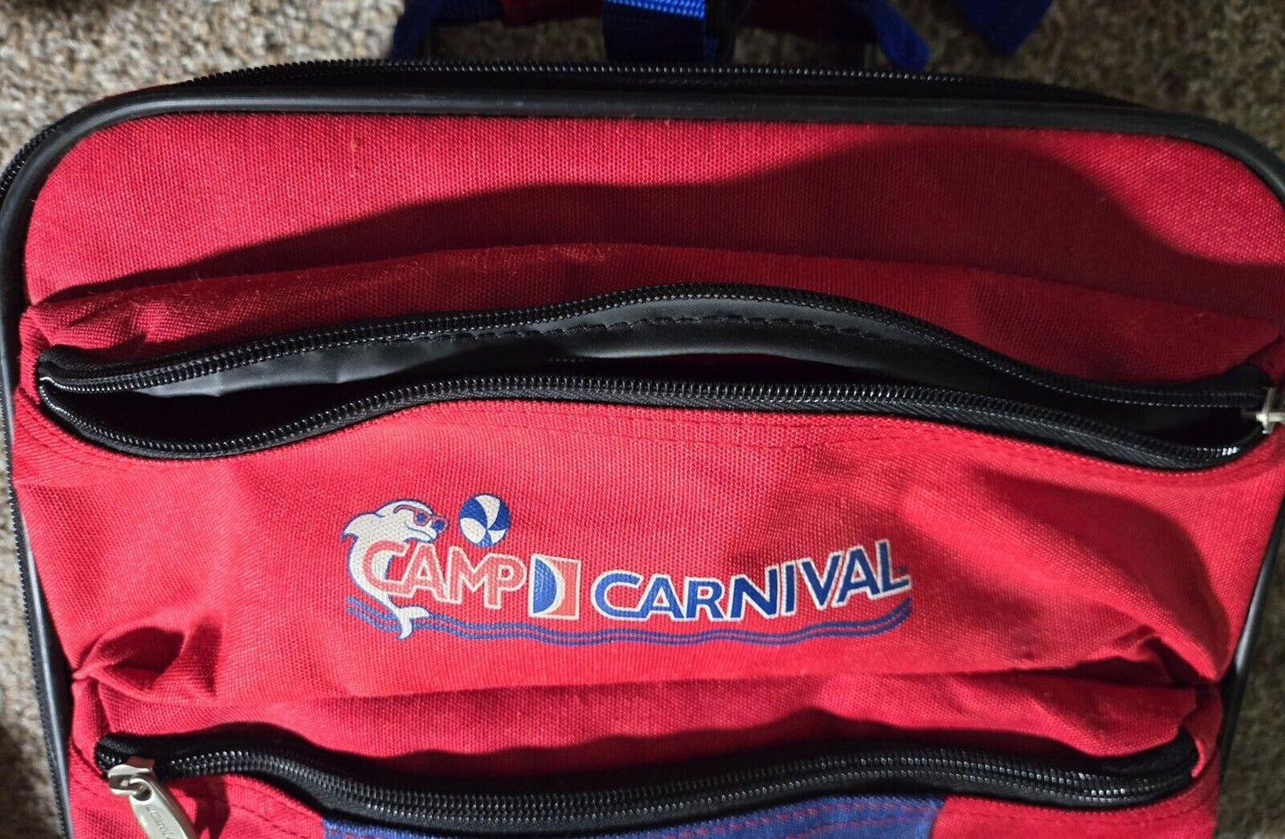 3 Piece Red And Blue  Camp Carnival Luggae Set Wheels