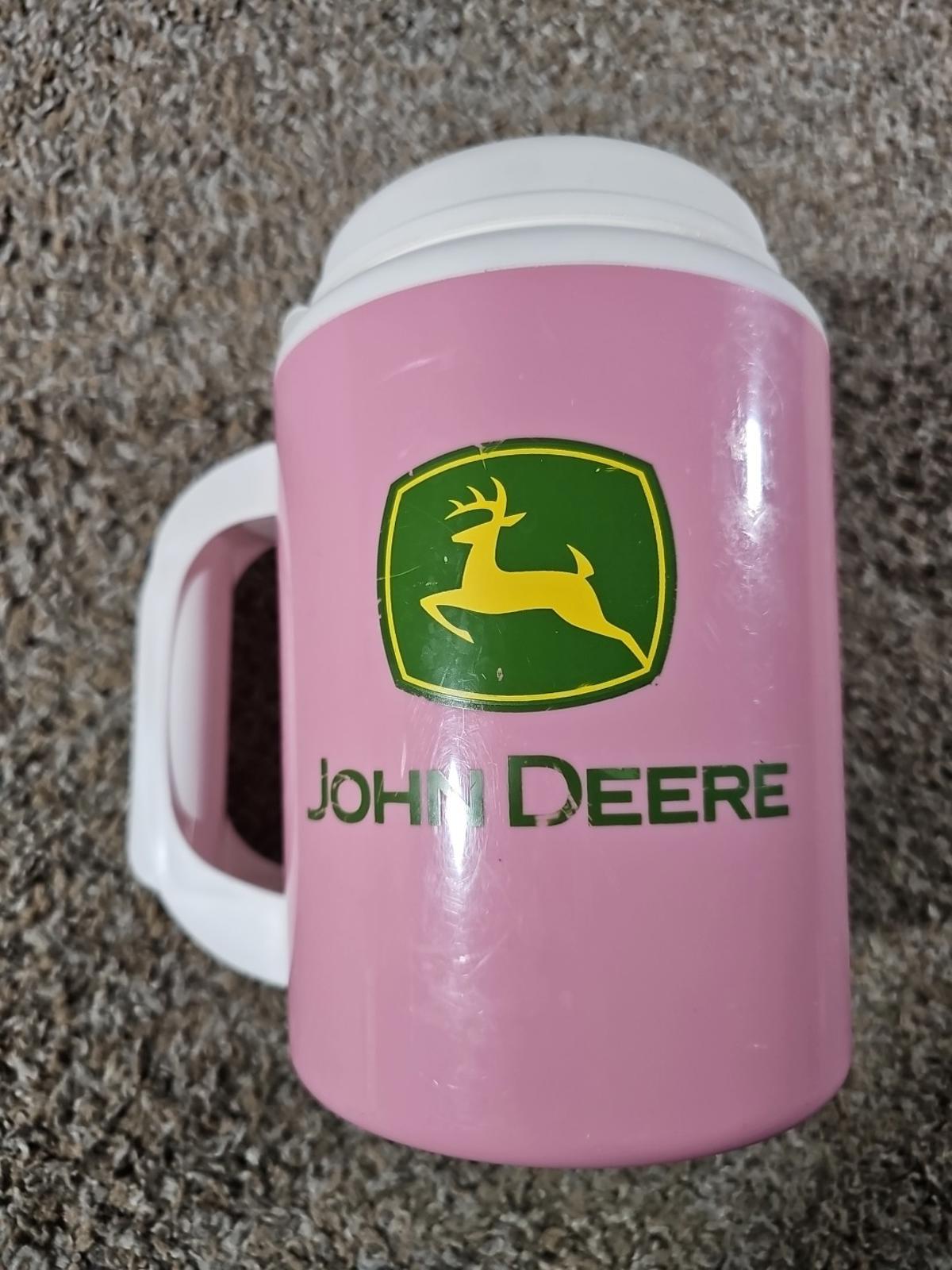 Large Vintage John Deere Super Insulated Travel Mug by Thermo-Serv USA Pink