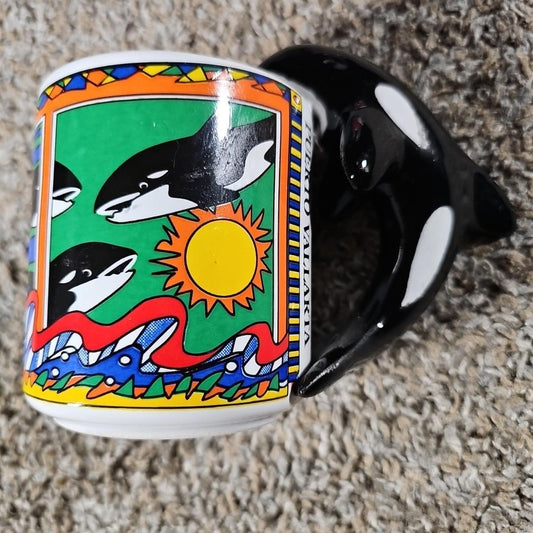 Puerto Vallarta Orca Whale Handle Coffee Mug KMF Ceramics