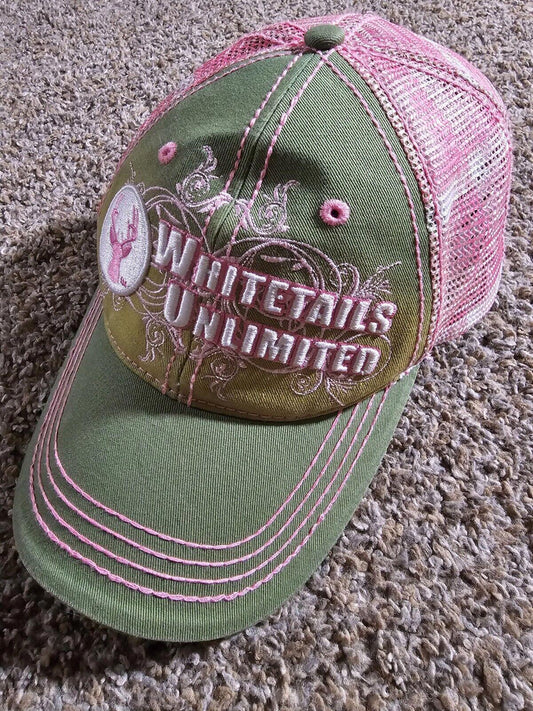 Women's Whitetails Unlimited Embroidered Pink Green Hat