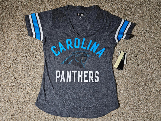 NWT Carolina Panthers NFL Team Apparel Deep Vneck Shirt M