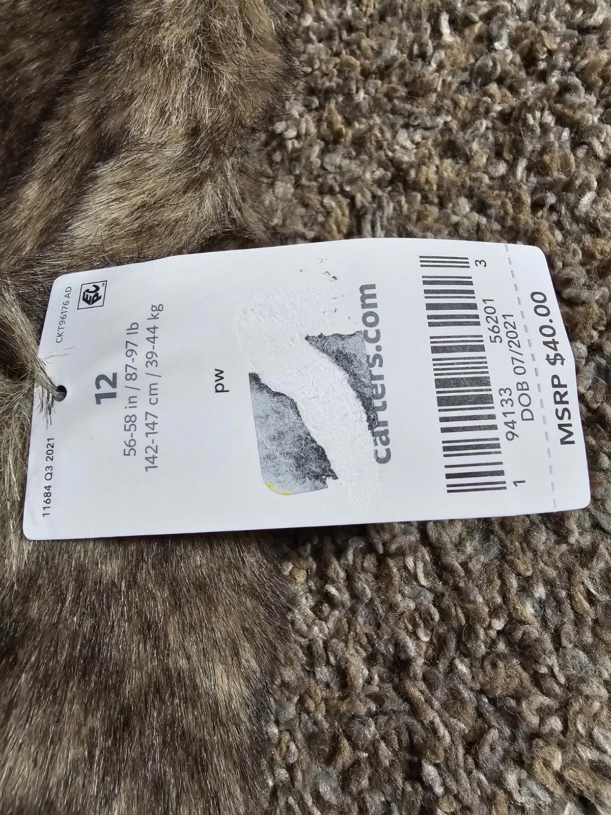 Carter's Kid 12 Faux Fur Vest NWT