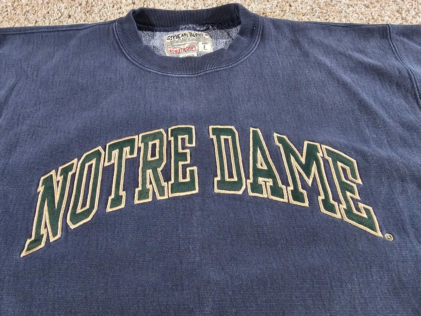 Vintage Steve & Barrys NOTRE DAME Sweater Blue Large