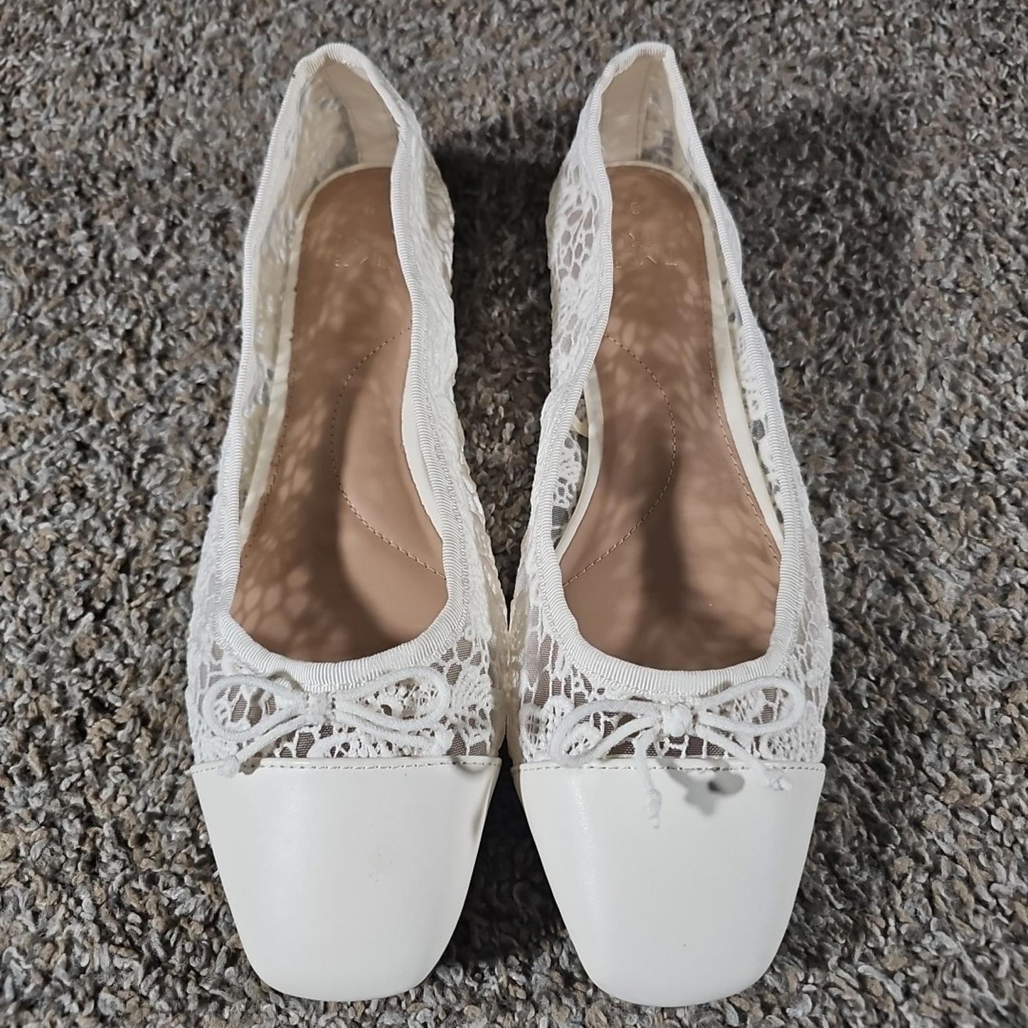 Time And Tru Sz 9 White Slip On Lace Loafer Shoes