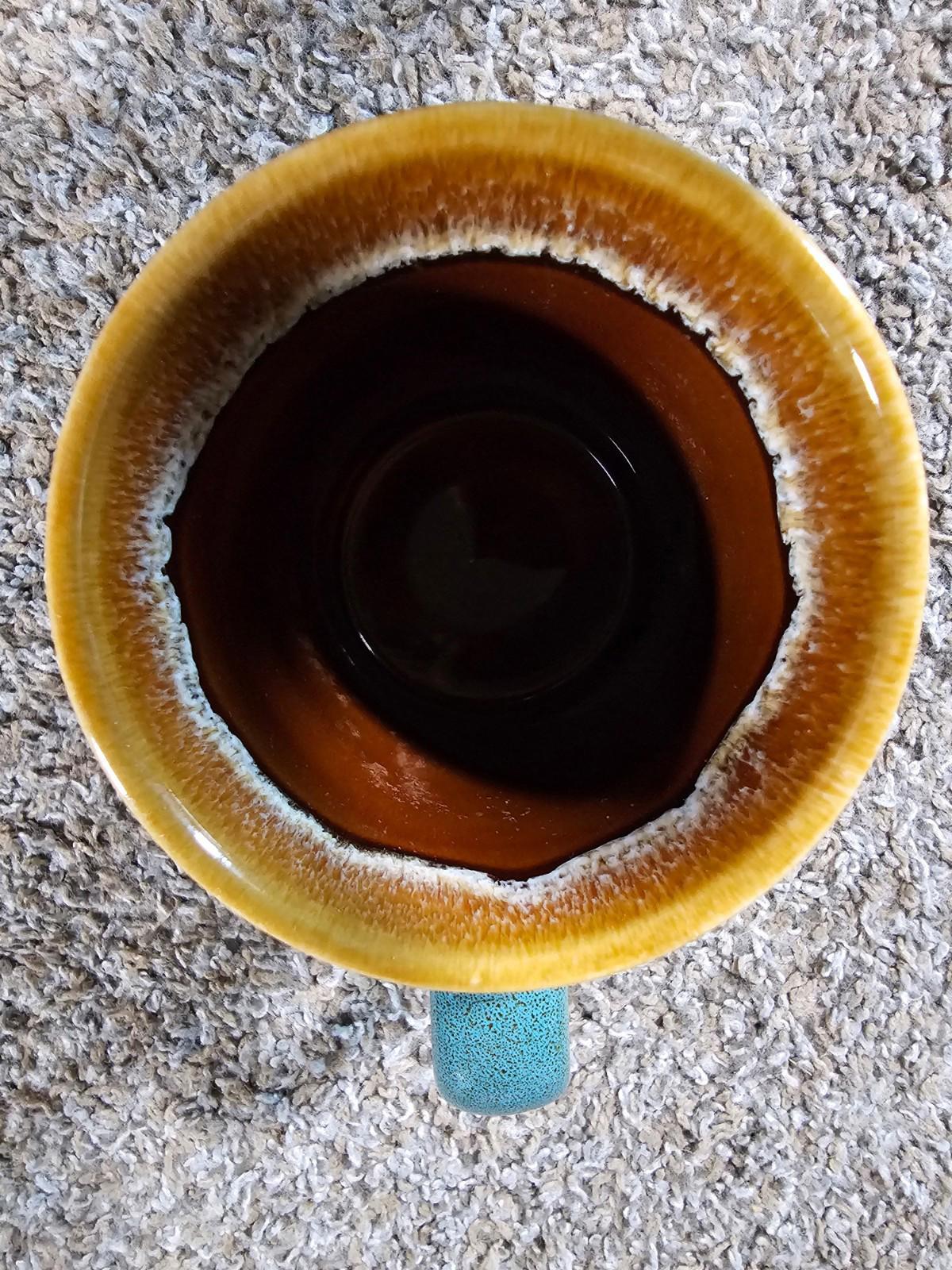 Anna Maria Island FL Pottery Coffee Mug Cup Drip Glaze Teal Palm Trees