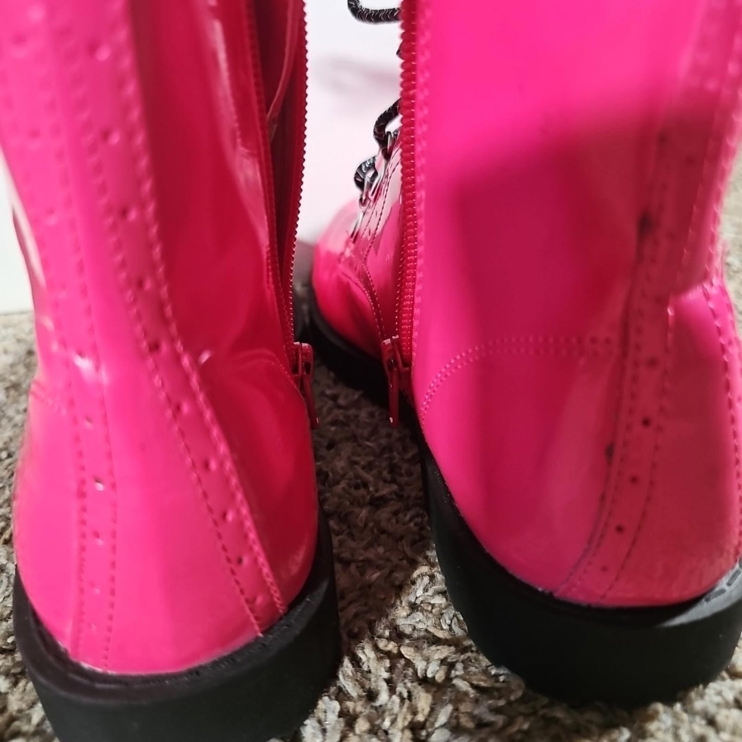 Wonder Nation Pink Zipper / Lace Up Combat Boot Style Sz 5