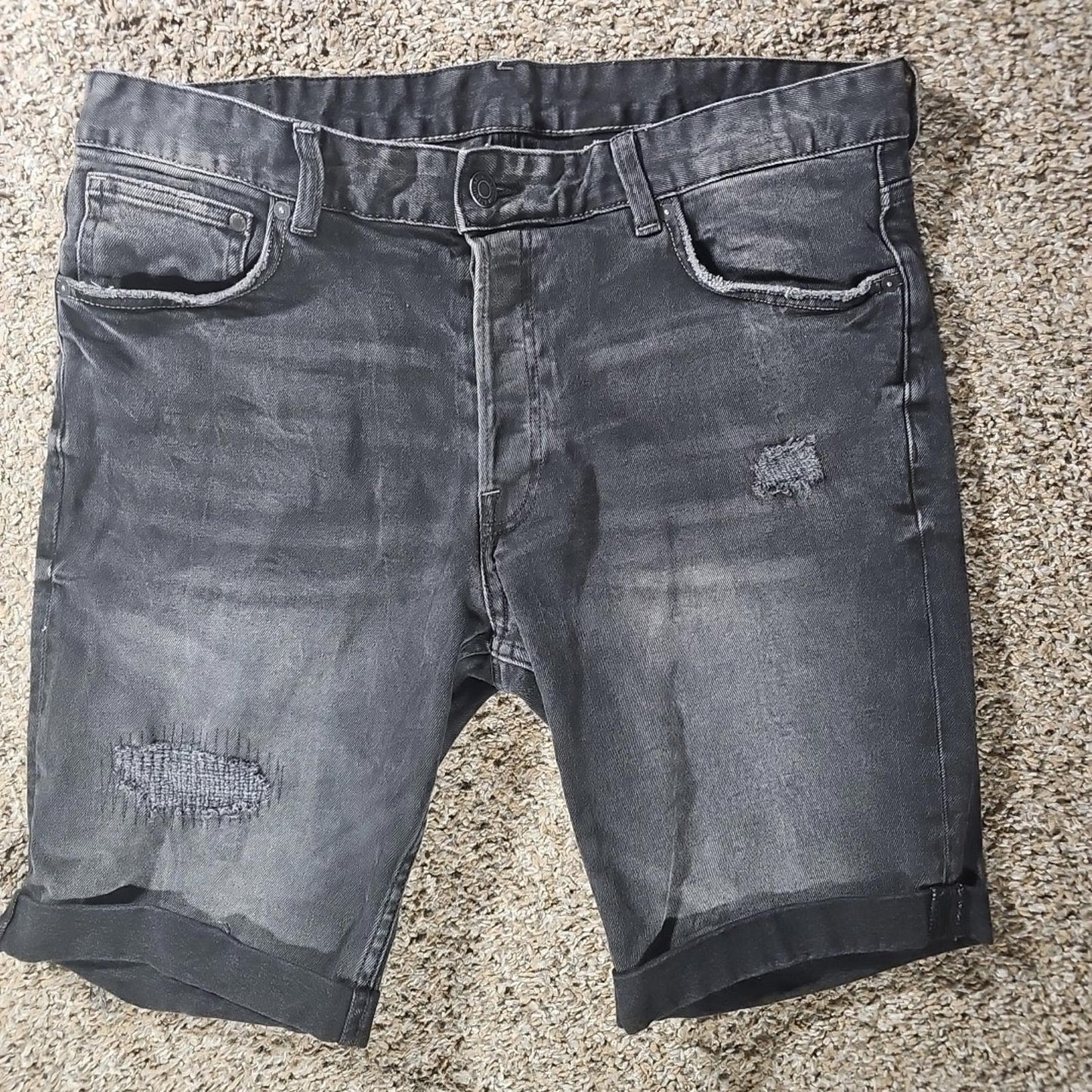 &Denim Sz 36 Slim Fit Shorts Black
