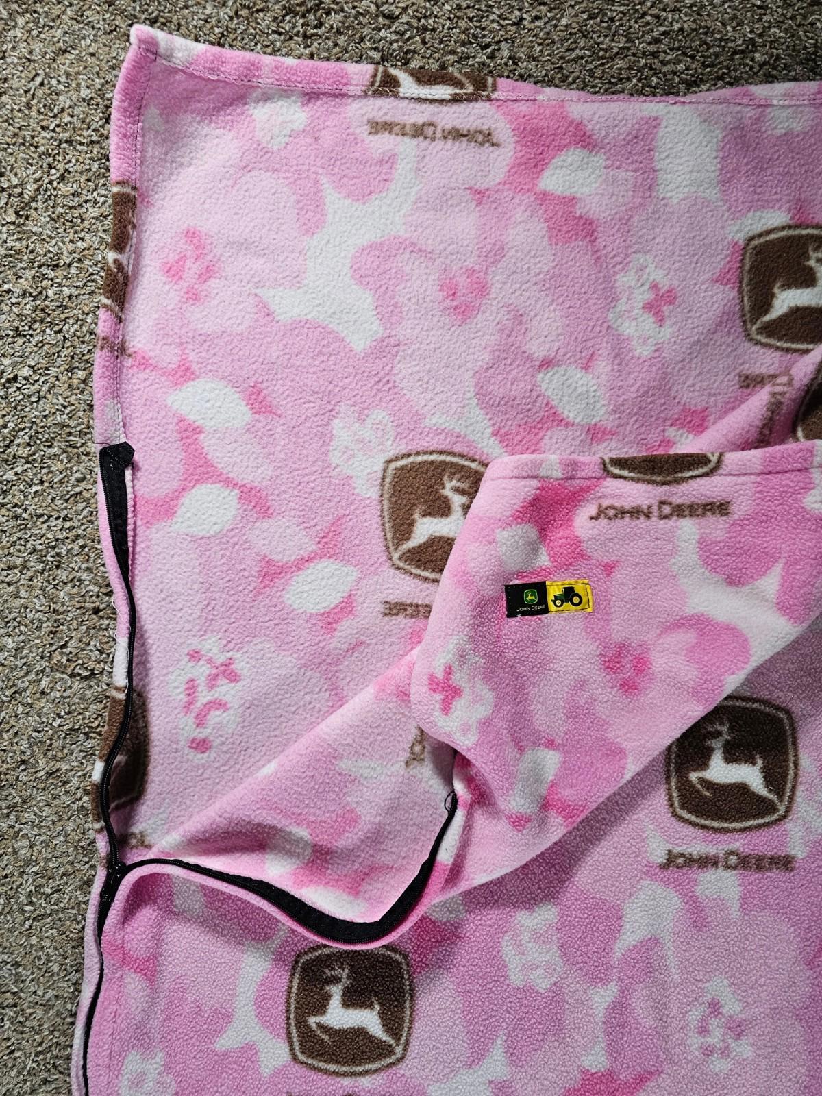 John Deere Pink Camo Zipper Fleece Sleeping Bag for Girls
