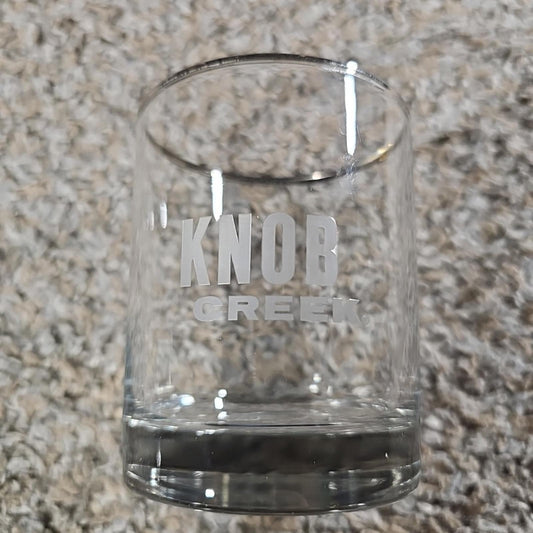 KNOB CREEK DISTILLERY Bourbon Whiskey 3.5" Rocks Glasses Silver Rim