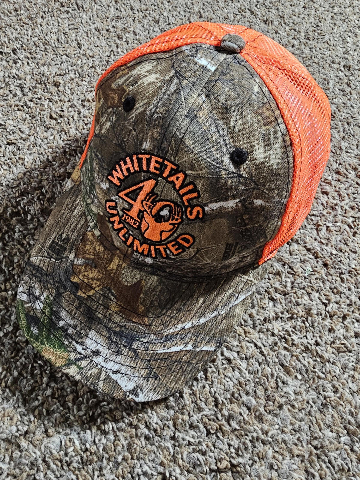 Orange Camo Whitetails Unlimited 40th Hook Loop Hat