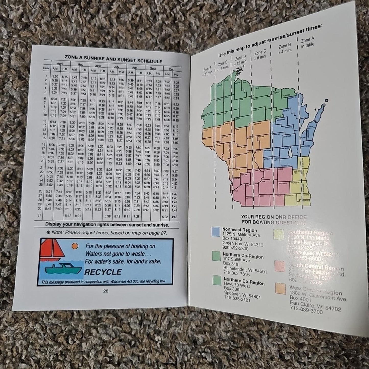 98/99 wisconsin Boating regulations pamphlet