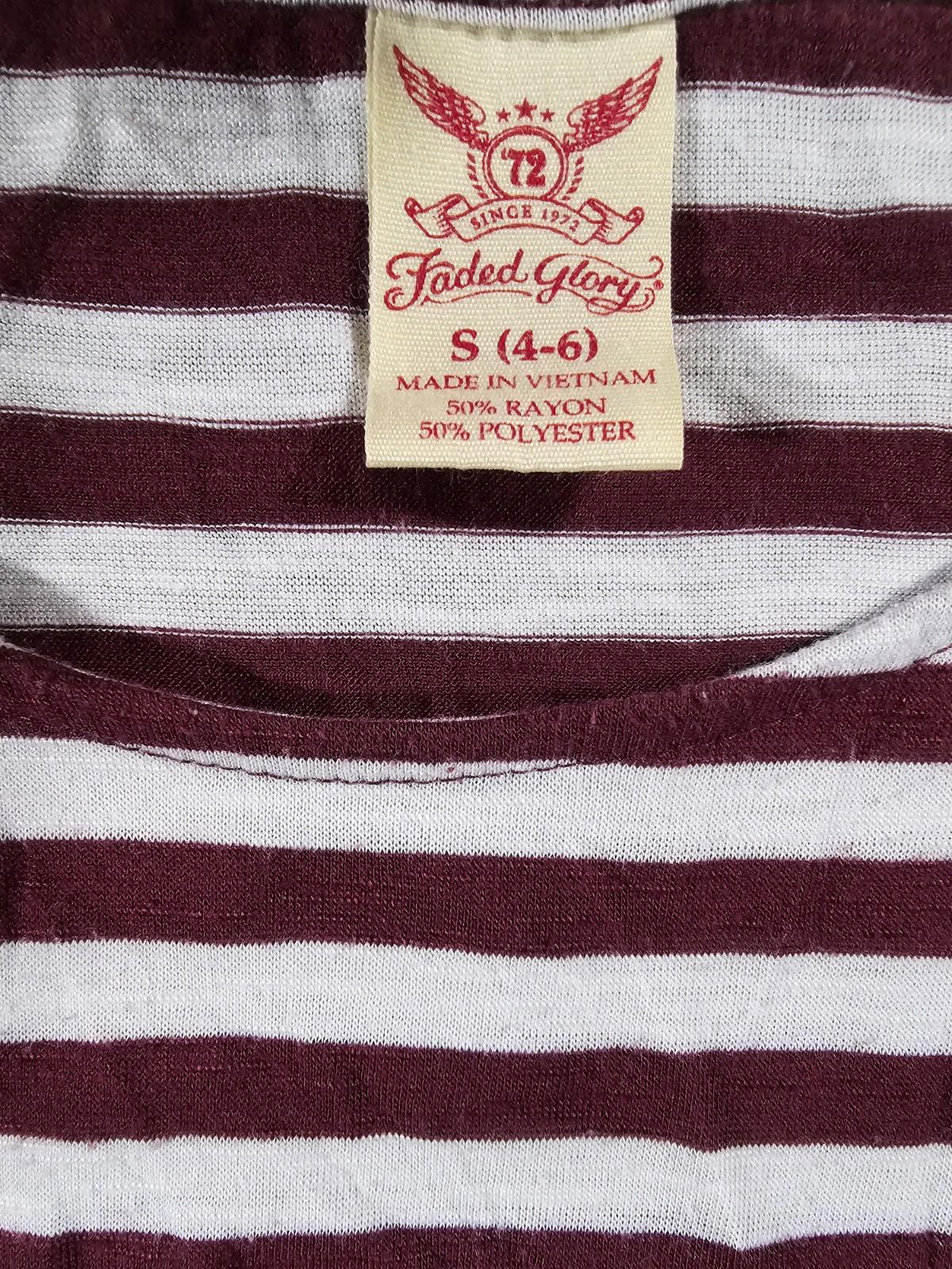 Faded Glory S4-6 Purple Eggplant White Striped Sleeveless