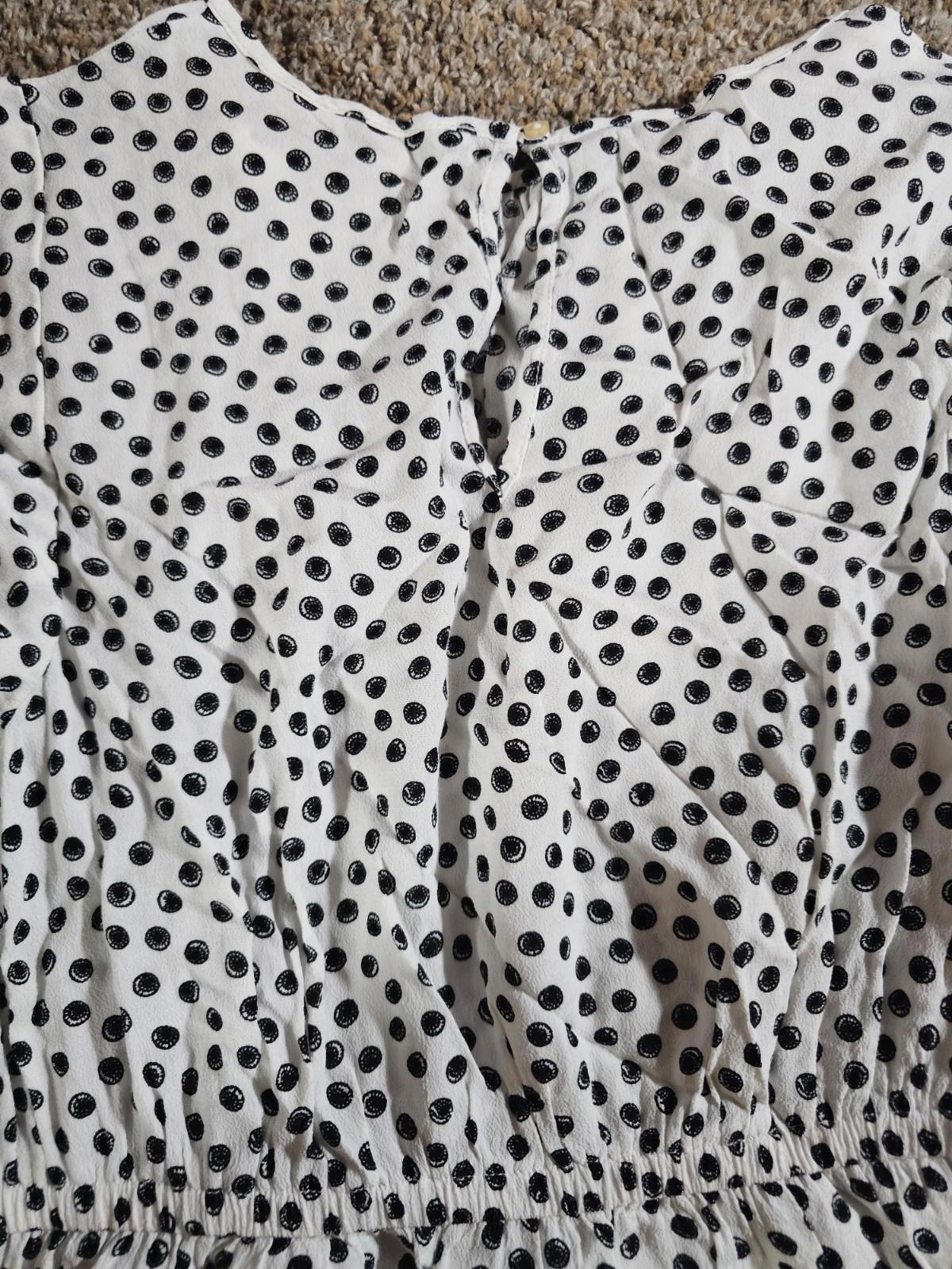 Free Assembly White Polka Dot Circle Dress Small