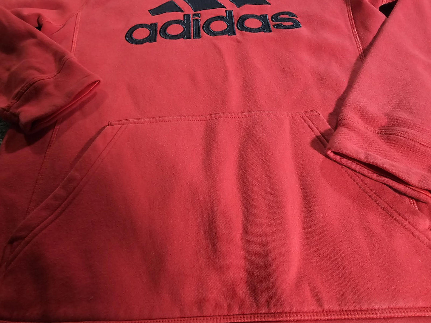 Adidas Hoodie Mens S Red Logo Graphic Pullover Sweatshirt