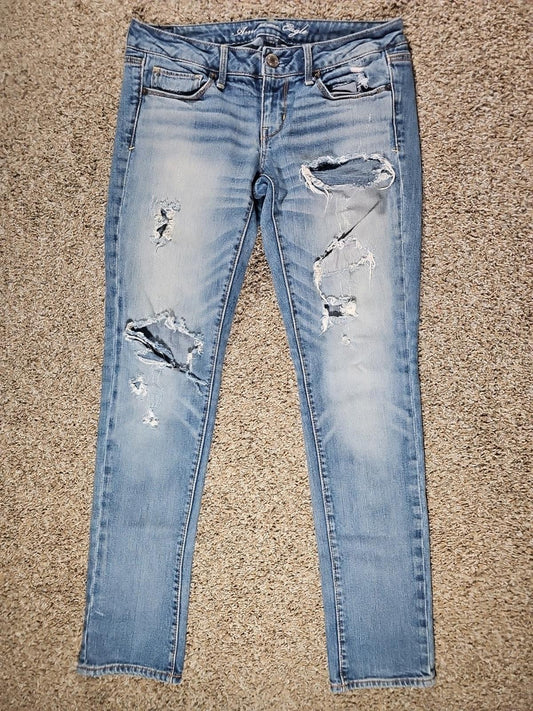 American Eagle 6 Stretch Skinny Destroyed Jeans