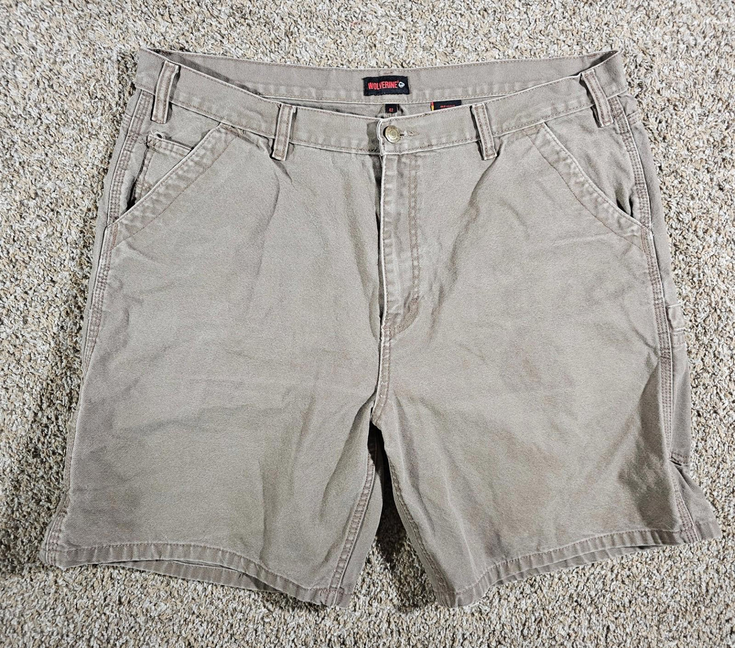 Wolverine Khaki Carpenter Work Shorts 42 Heavy Duck Canvas