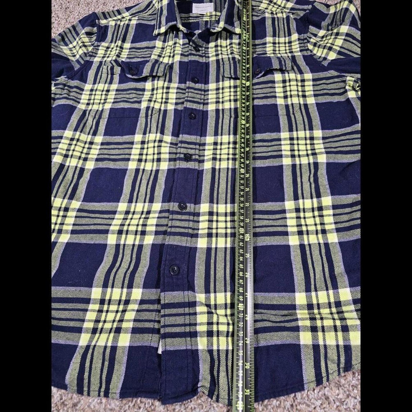 American Eagle 2XL Classic Fit LS Shirt Green Blue flannel