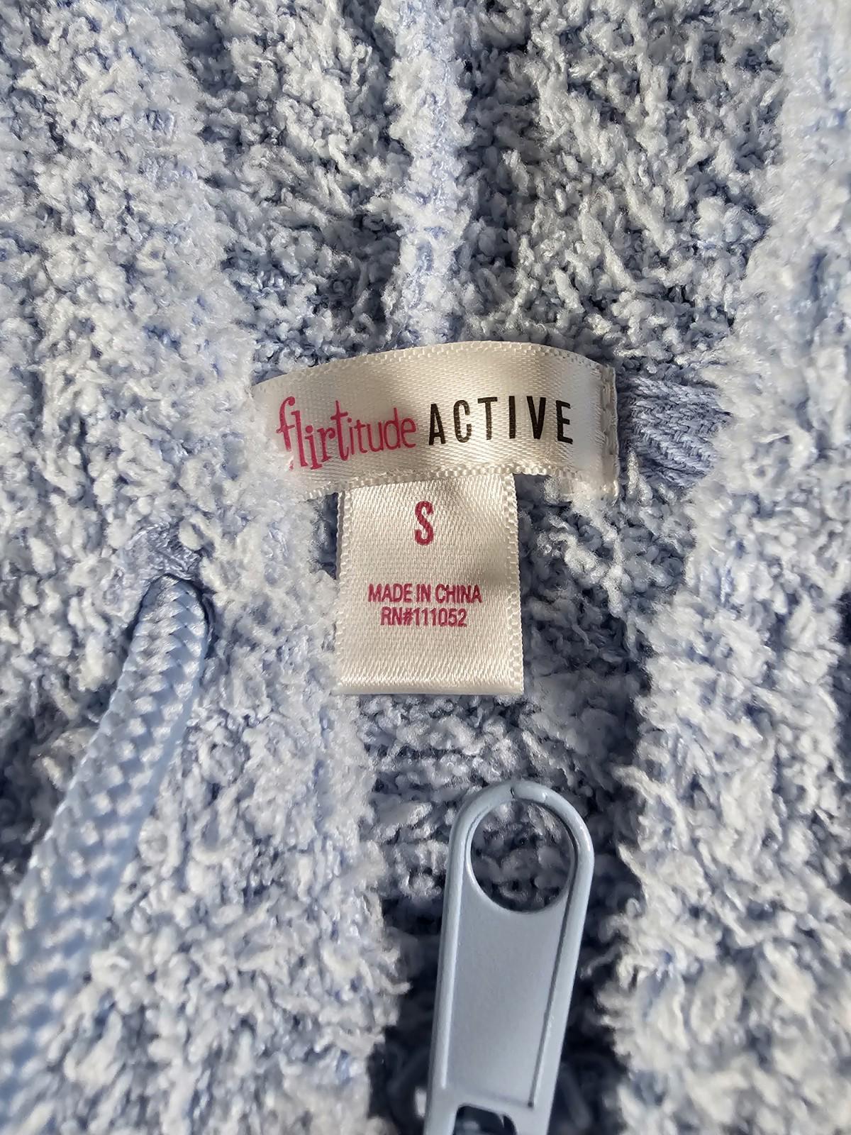 Flirtitude Active Full Zip Hooded Cropped Sweater Small Blue