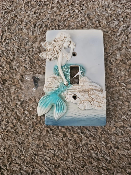 Mermaid Conch Shell Single Light Switch Plate Cover BEACH BEDROOM HOME DECOR New