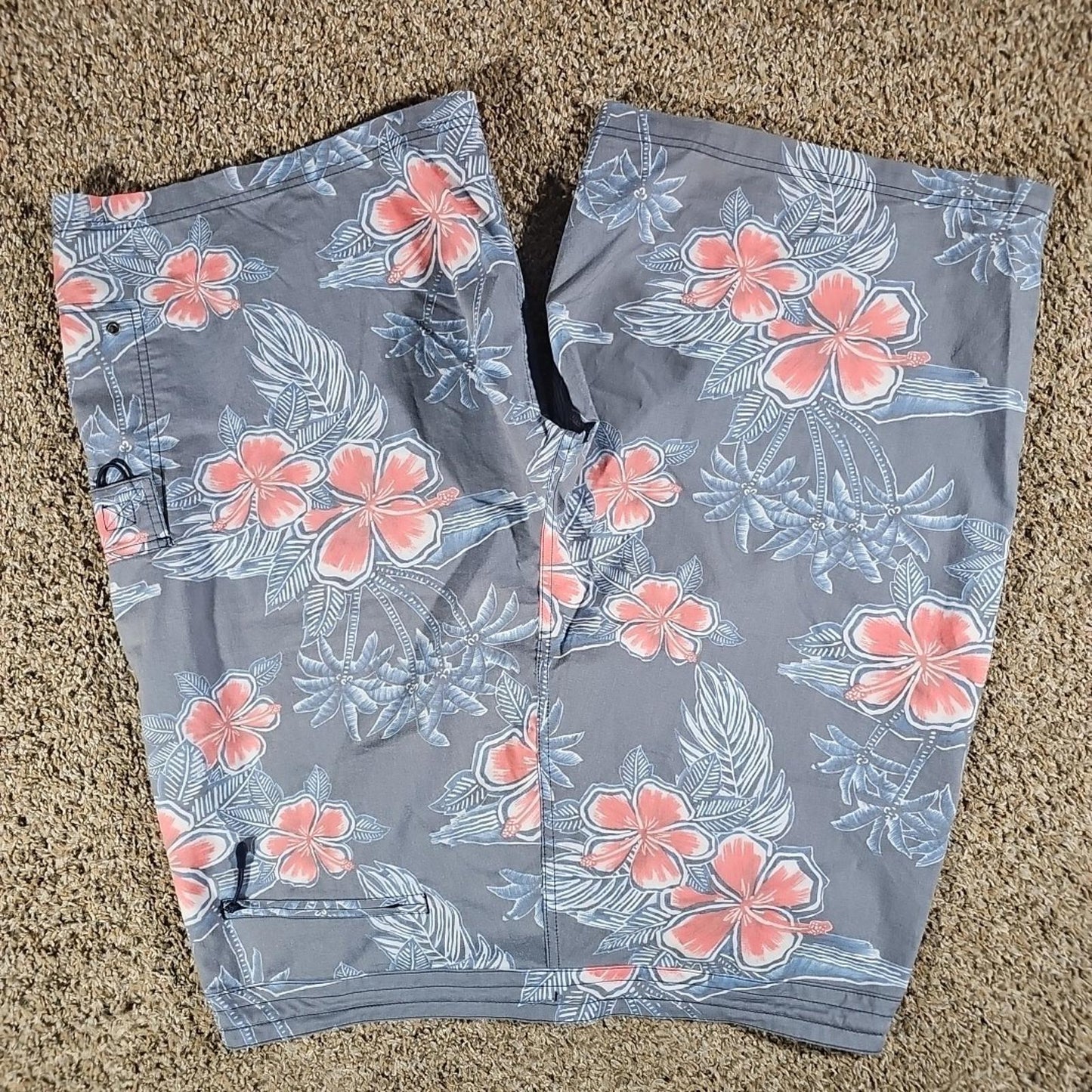 Sz 40 Floral Drawstring Swim Trunks Shorts