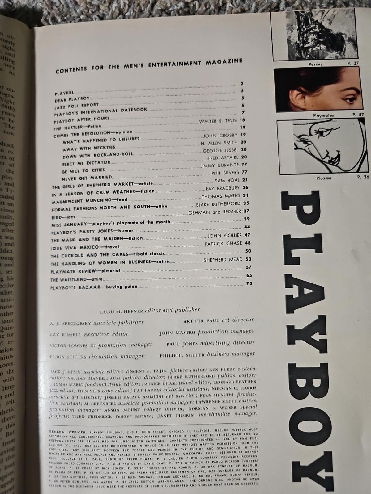 January 1957 PLAYBOY Vol 4 # 1  Ray Bradbury MISSING CENTERFOLDS