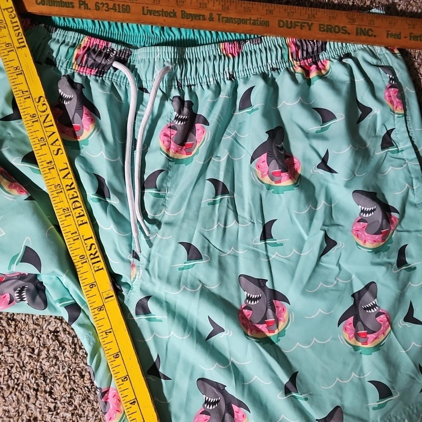 No Boundaries 3XL Sharks Donuts Swim Trunks