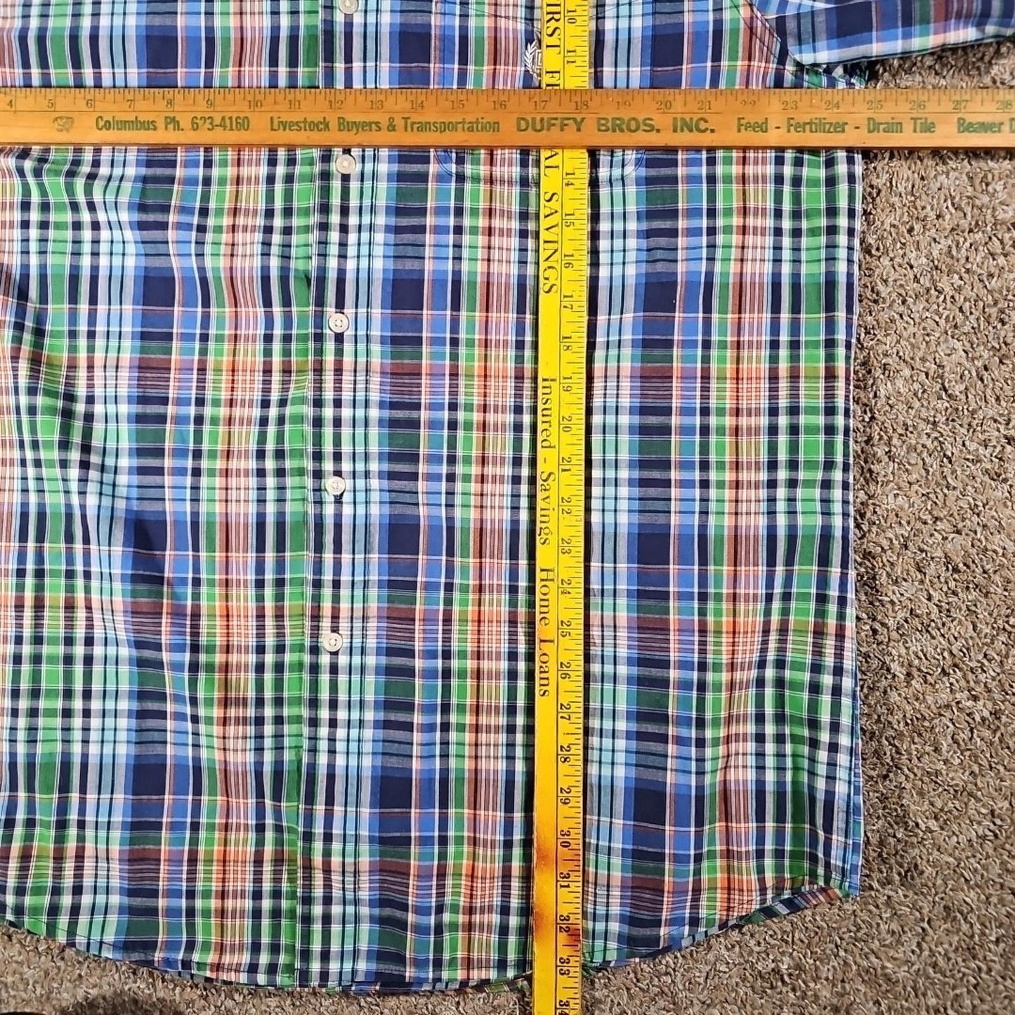 Chaps LT Easy Care Bright Plaid Button Up