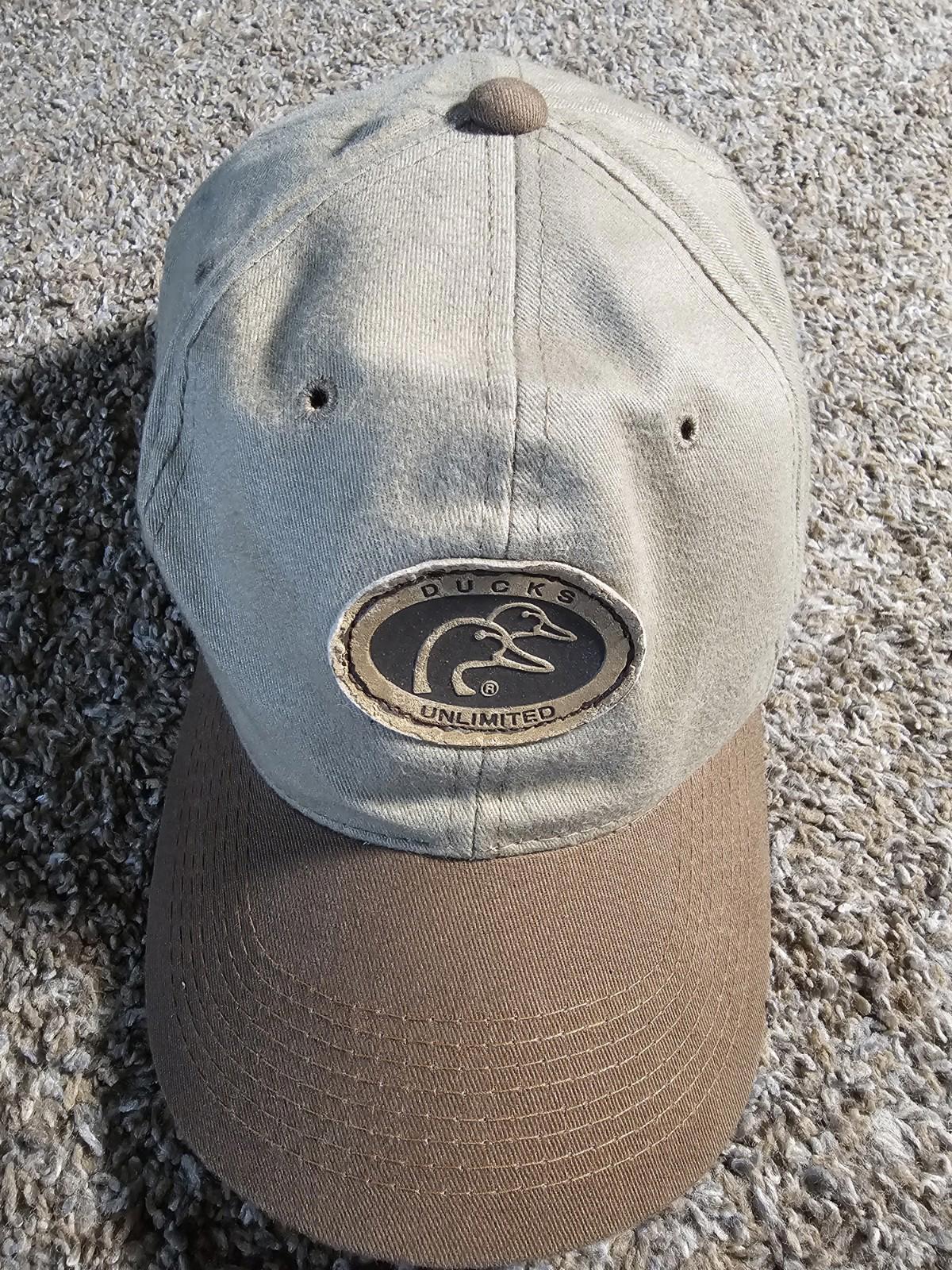 Ducks Unlimited Snap Back Khaki Cap Hat front Patch 2 Ducks