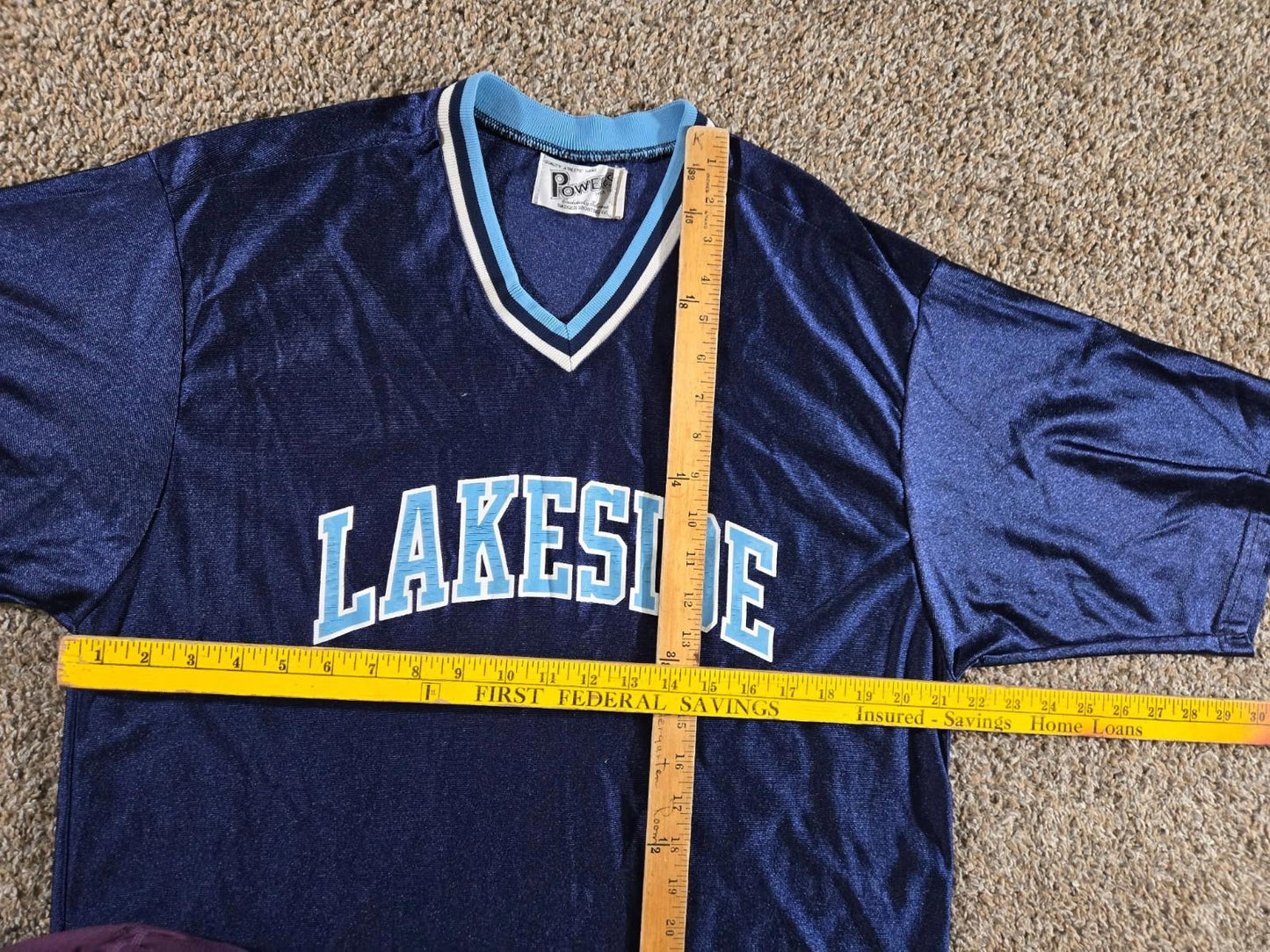 Vintage POWERS Athletic Shirt LAKESIDE Made In USA