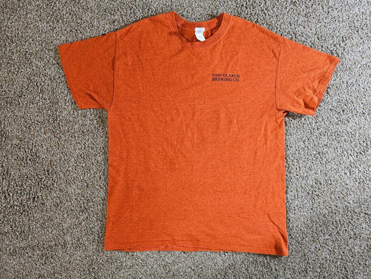 Gildan L Orange T-Shirt New Glarus Brewing Co Drink Indigenous Craft Beer Tee