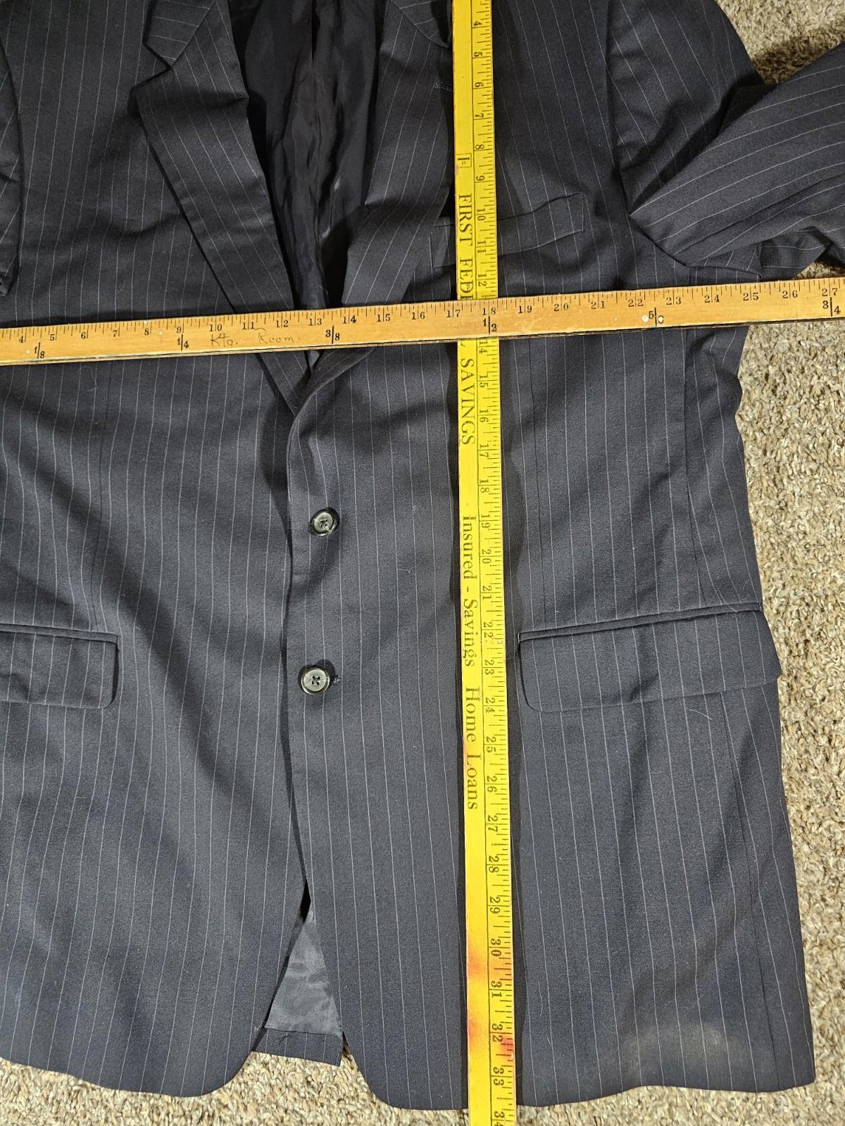 Chaps Men's Blazer Sz 48L Blue 100% Wool 48L 2 Button STAIN
