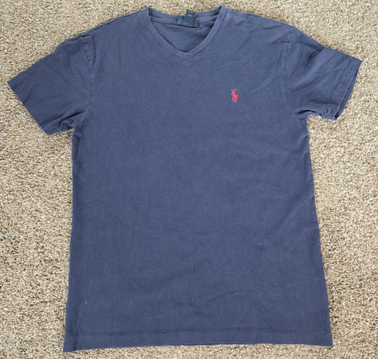 Polo Ralph Lauren T-Shirt Small Blue Gray Mens V-Neck