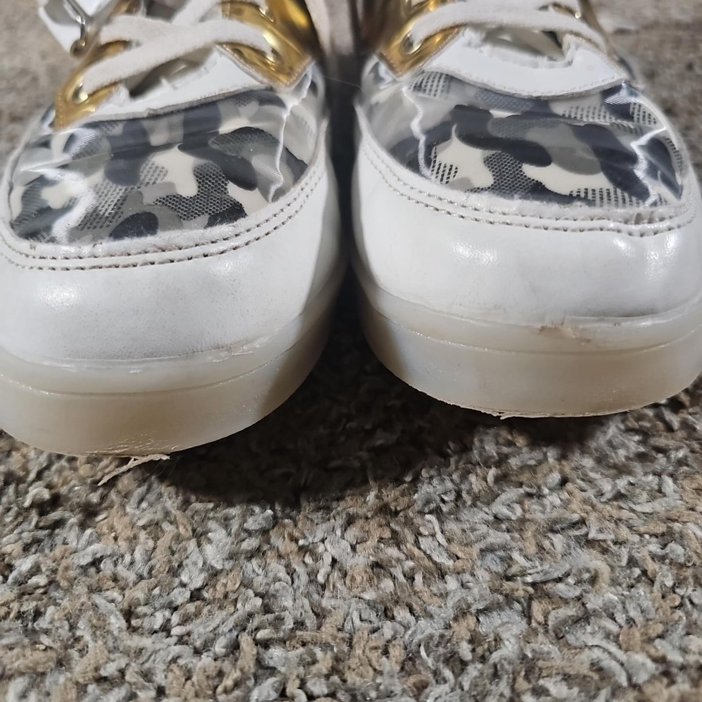 gold white camo light up shoes Sz 39 Multiple LED Colors Strobe
