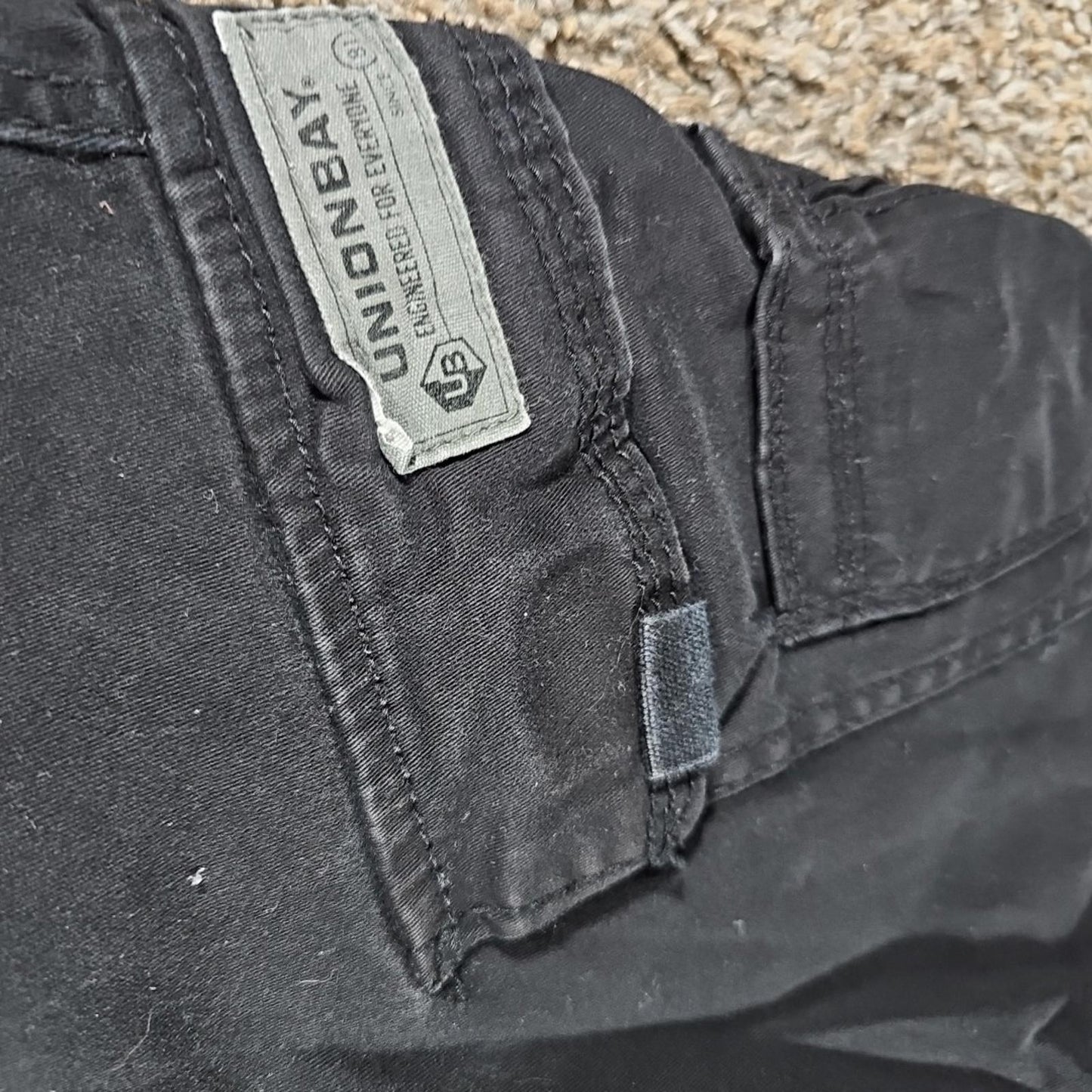 Unionbay Shorts Mens 36 Black Flat Front Chino Cargo Casual