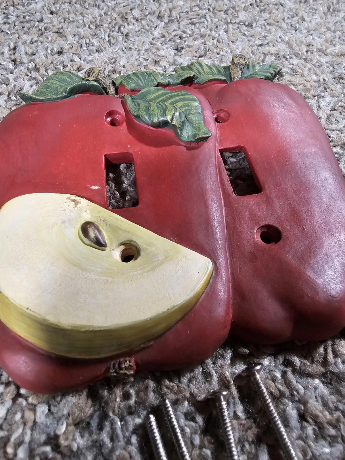 Apple Double Light Switch Plate Cover Handpainted